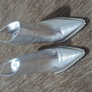 Karllagerfeld Paris metallic silver booties